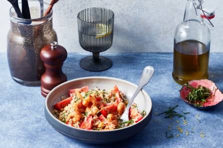 Bulgur met bloemkool & garnalen