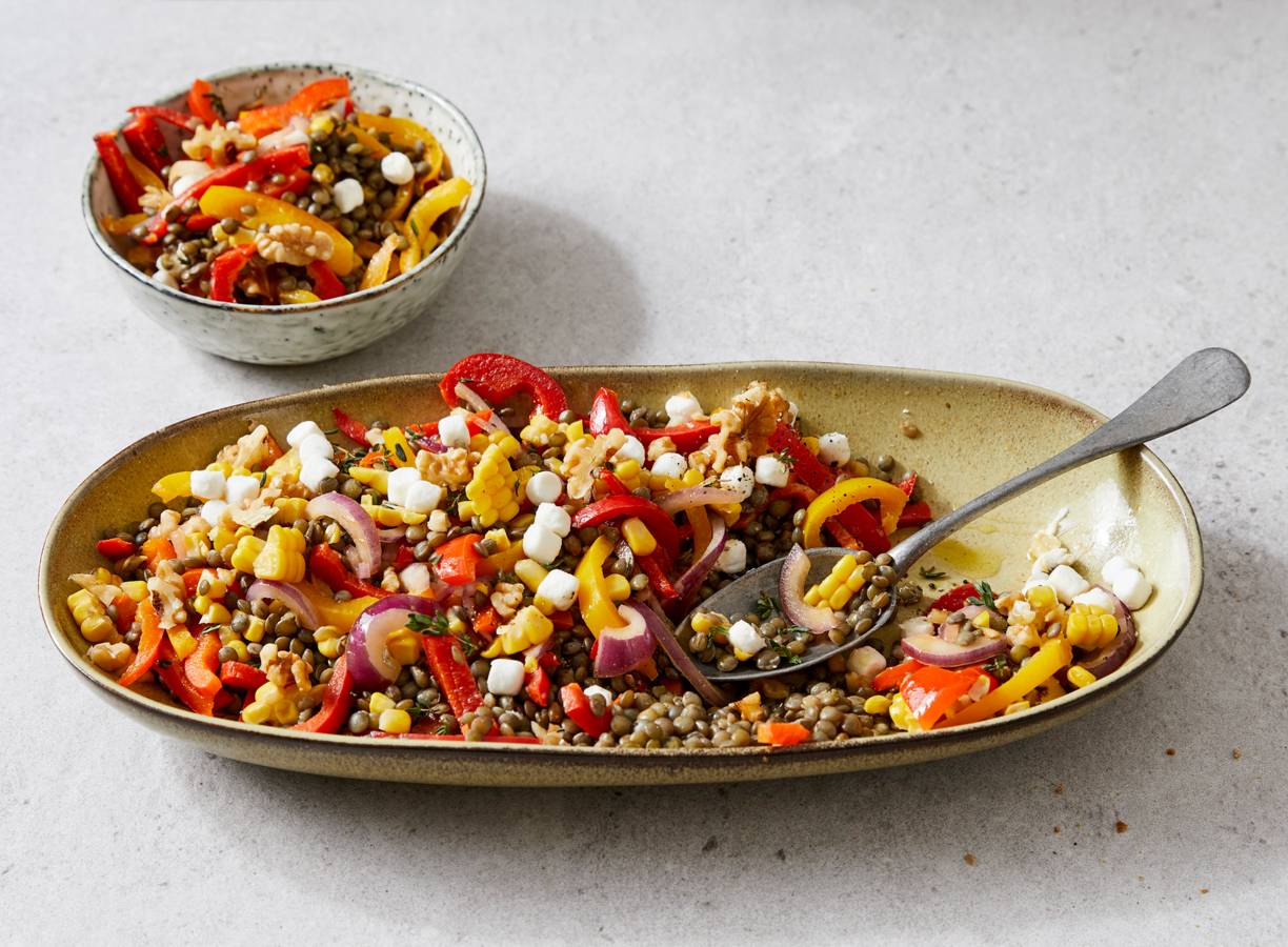 Lauwwarme Linzensalade Met Geitenkaas Recept Allerhande Albert Heijn