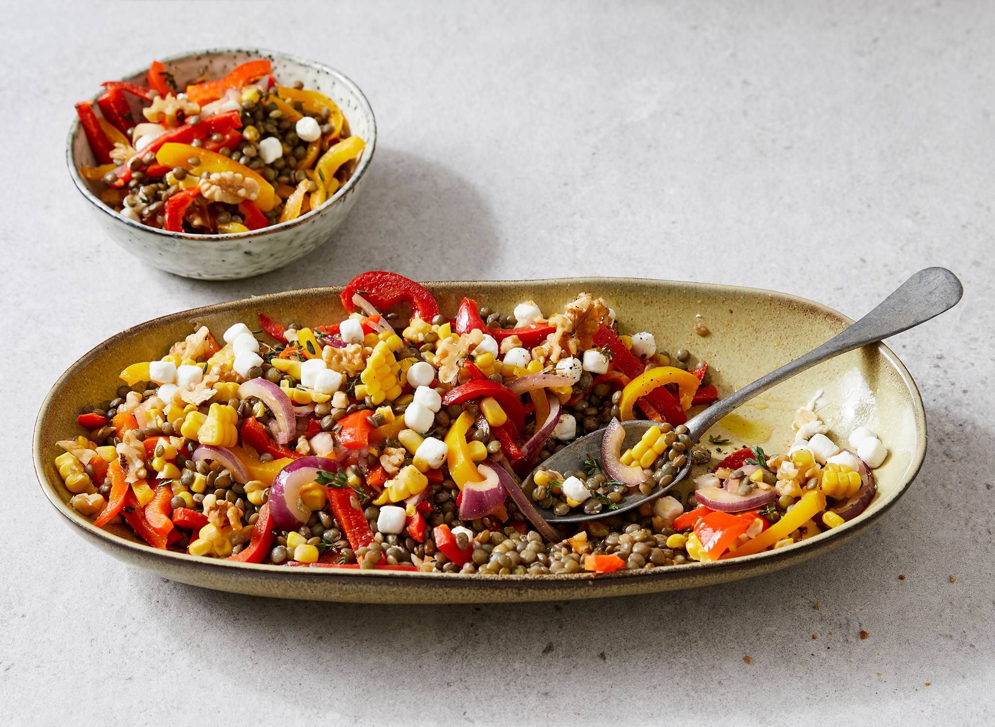 Lauwwarme Linzensalade Met Geitenkaas Recept Allerhande Albert Heijn Belgi