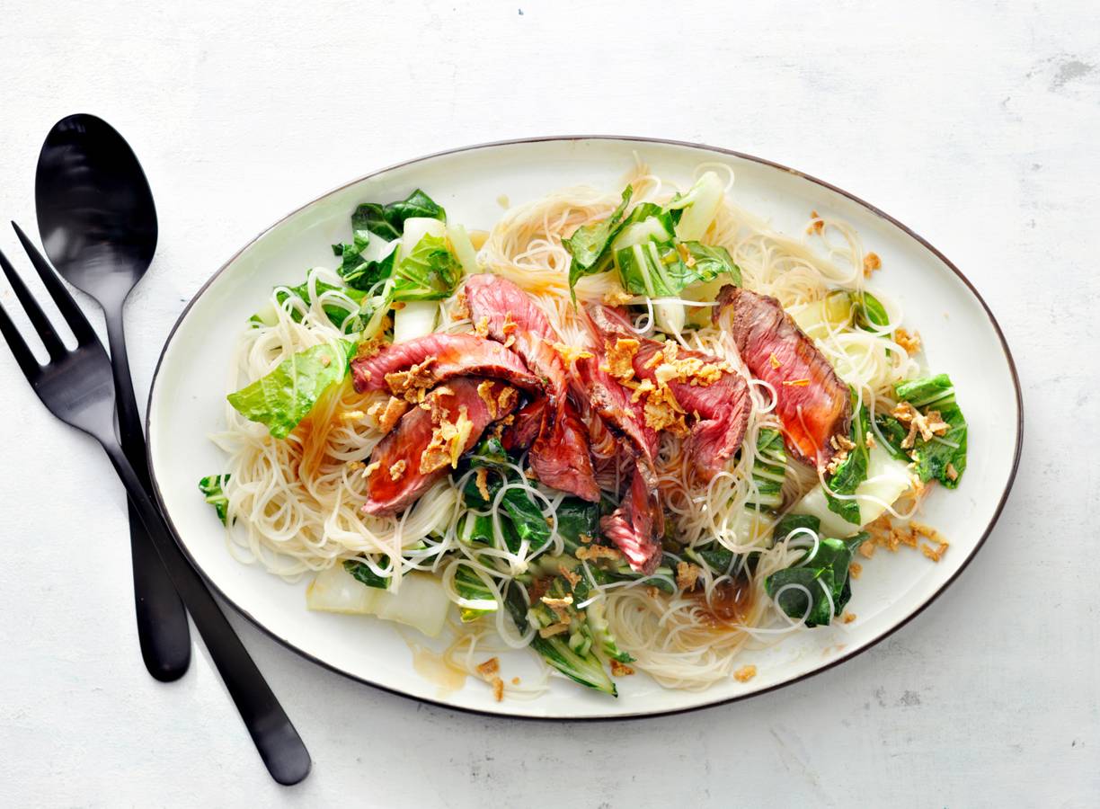 Teriyaki-biefstuk met mihoen en paksoi