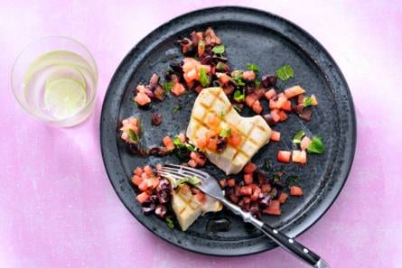 Witte-tonijnsteak met watermeloen