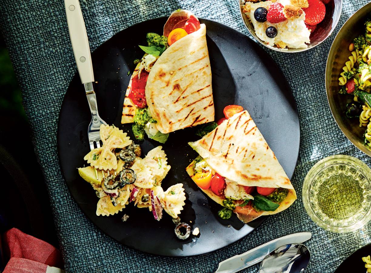 Gegrilde piadina met parmaham & mozzarella