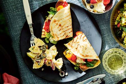 Gegrilde piadina met parmaham & mozzarella