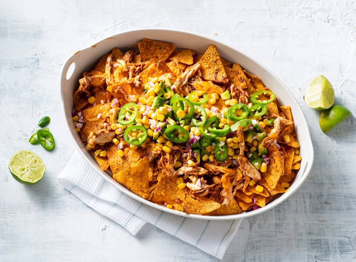 Pulled chicken-nacho-borrelschotel
