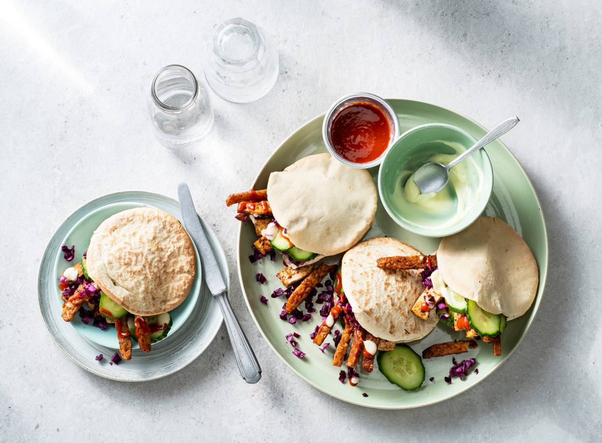 Vegan kebab van tofu en tempeh