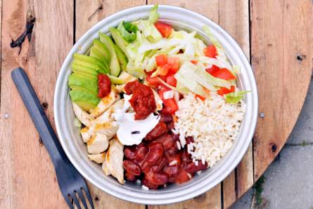 Burritobowl (of wrap) met gegrilde kip