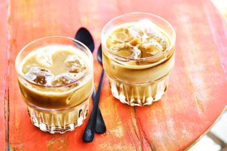 Iced caramel flat white