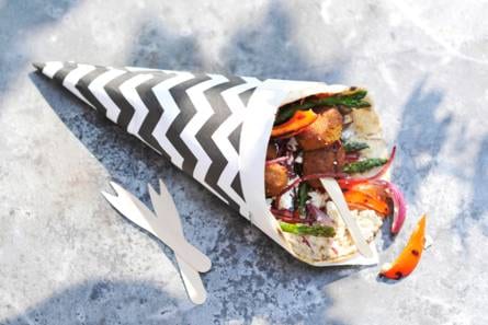 Libanese wraps met falafel, witte kaas en gegrilde groenten