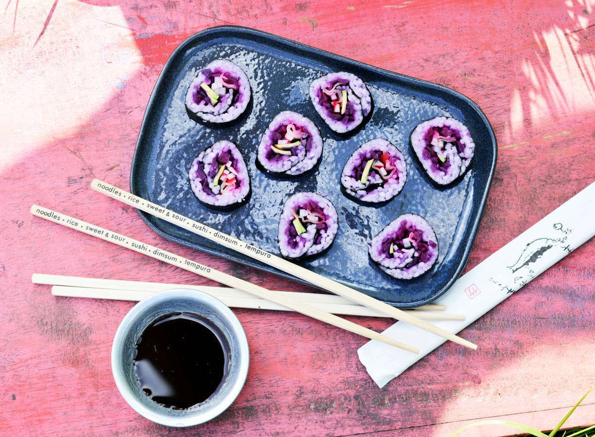 Paarse sushi