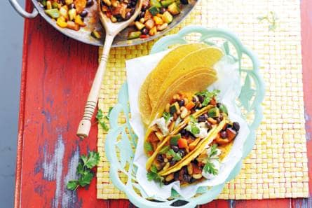 Taco's met groentechili sin carne & zoete aardappel