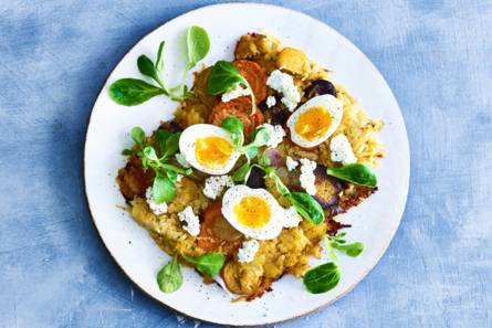 Gekruide rösti & wortel met een zachtgekookt eitje