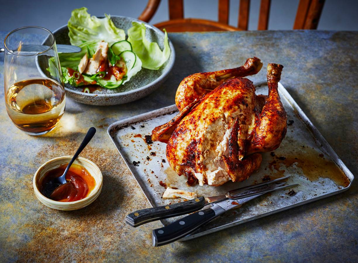 Geroosterde 'pekingkip' met hoisinsaus