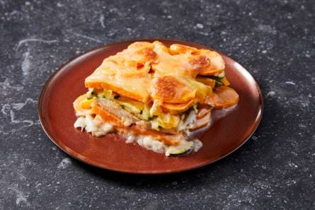 Zoete-aardappelschotel met kabeljauw