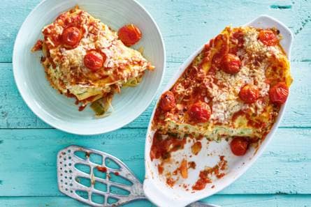 Lasagne met geitenkaas, ricotta & courgette