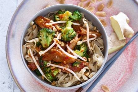 Thaise noedelsalade met vegakip & broccoli