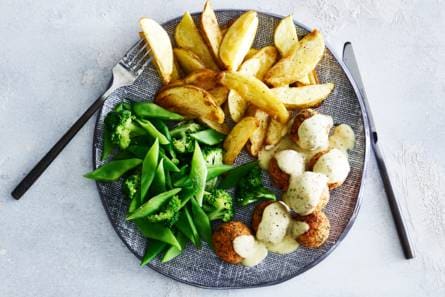 Zweedse vegaballetjes met aardappel & broccoli