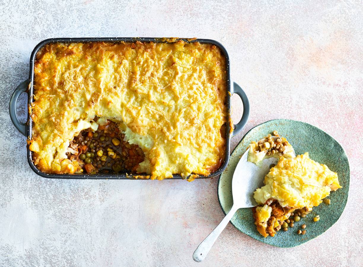 Cottage pie met doperwten-linzen-maismix