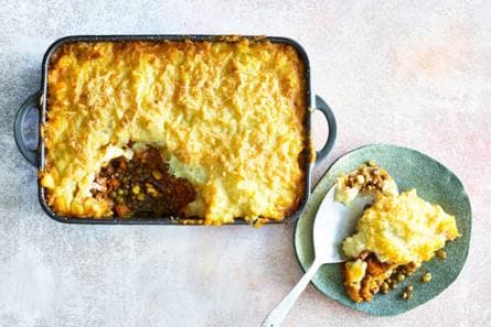 Cottage pie met doperwten-linzen-maismix