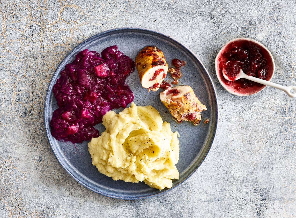 Kiprolletjes met cranberry-rodekool