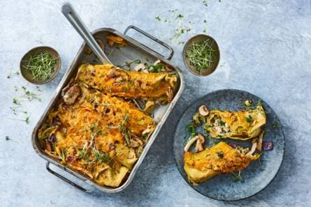Boerenkoolenchilada's met kip en champignons