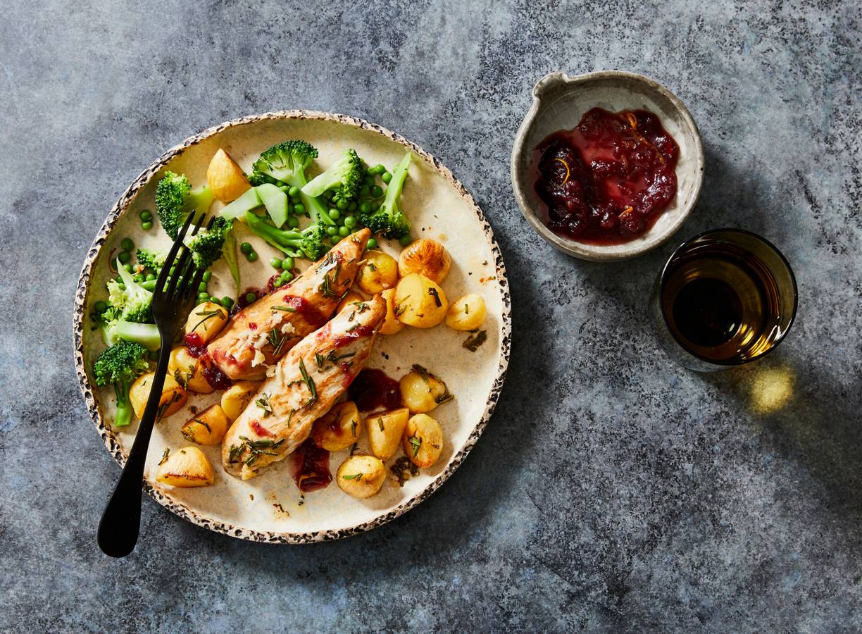 Gebraden kipfilet met cranberrysaus