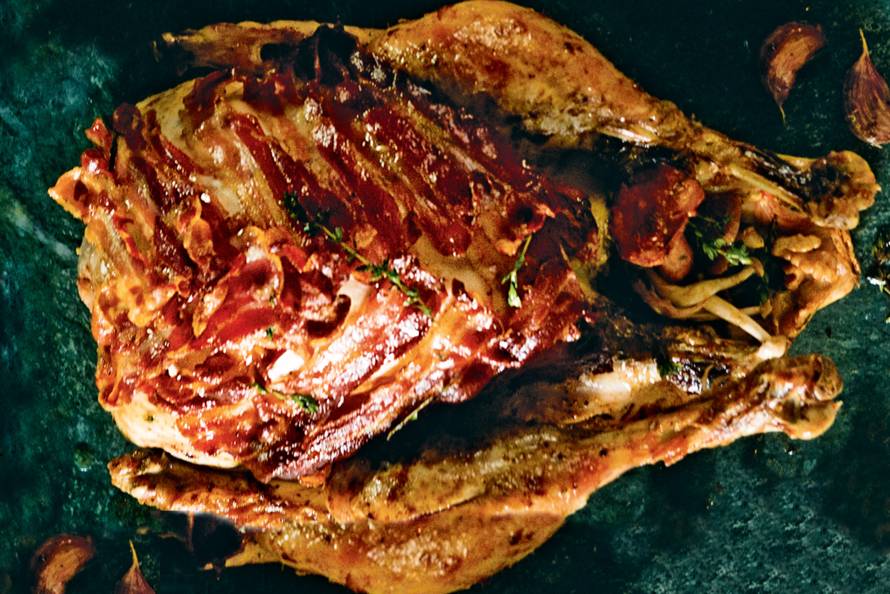 kalkoen uit de oven met spek kalkoen uit de oven met spek