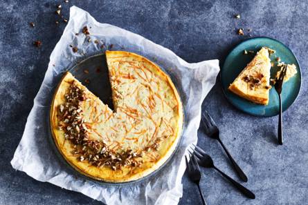 Carrot-cheesecake met roomkaas en pecannoten