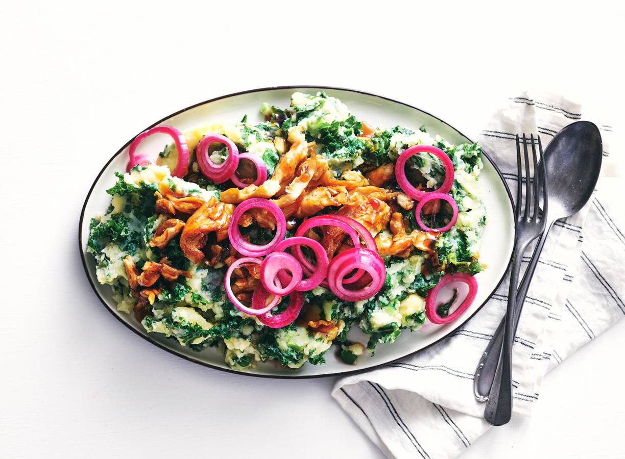 Boerenkoolstamppot vegetarisch met ingemaakte ui