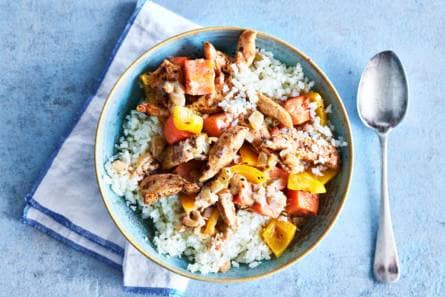 Indiase kipcurry met pompoen & bloemkoolrijst