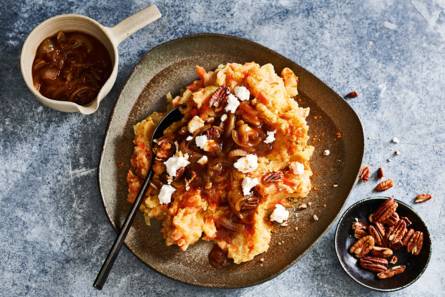 Vegetarische hutspot met geitenkaas