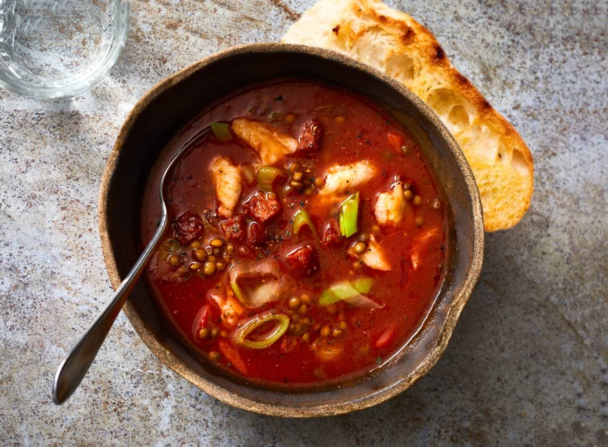 Mediterrane maaltijdsoep met pangasius