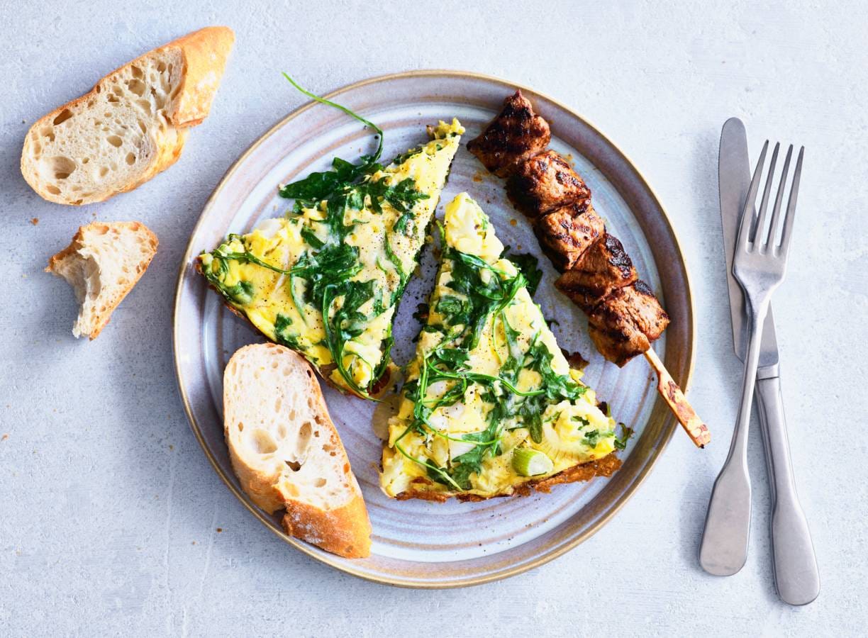 Frittata met lamsspiesen