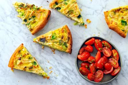 Preiquiche met kip en brie & een salade van snoeptomaatjes