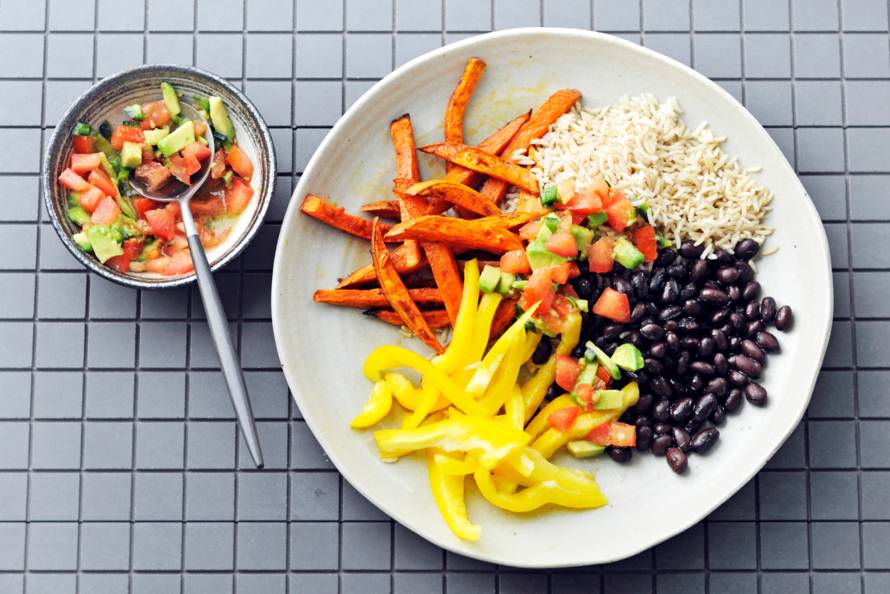 Tacobowl met zoete aardappel
