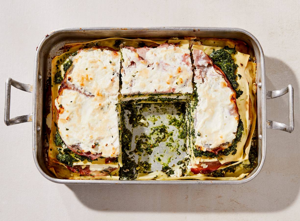 Lasagne met ham, ricotta & spinazie
