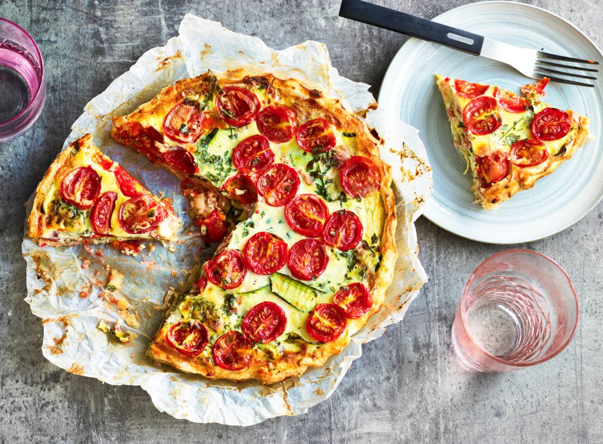 Romige courgettequiche met Paturain