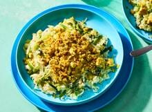 Zomerstamppot met prei en masala-tofu