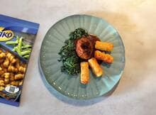 Gehaktbal met jus en aardappelkroketjes van Aviko (advertentie)