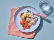 Herfst ratatouille met koolvis en aardappelpuree van Kindergarden
