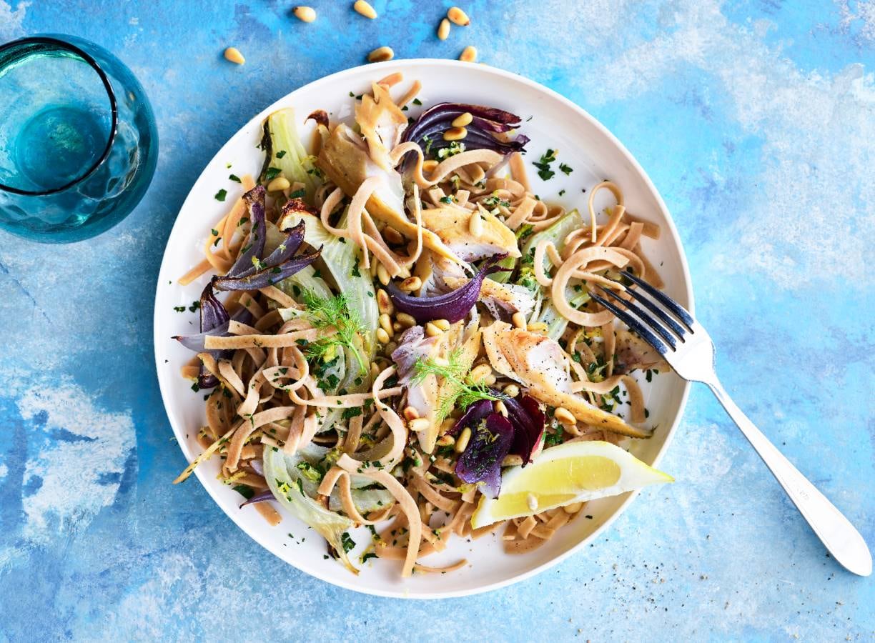Pasta met gerookte makreel met venkel & gremolata