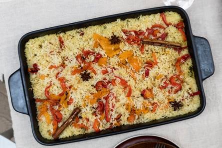 Ovengebakken rijst met gegrilde paprika