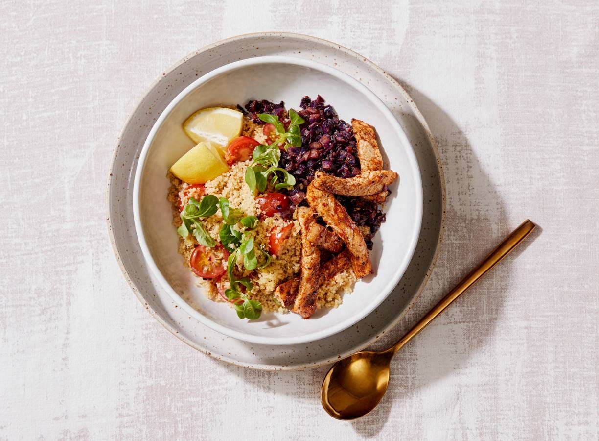 Couscous met gebakken rodekool