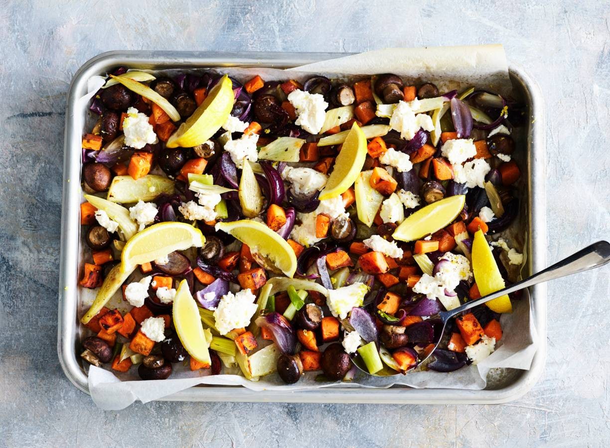 Traybake met ovengroente en ricotta