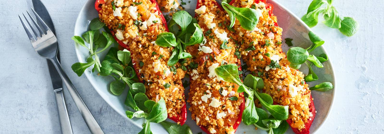 Gevulde paprika met feta & muntcouscous recept Allerhande Albert Heijn