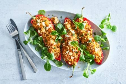 Gevulde paprika met feta & muntcouscous