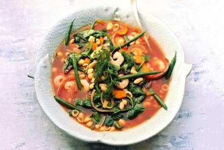 Minestrone met garnalen