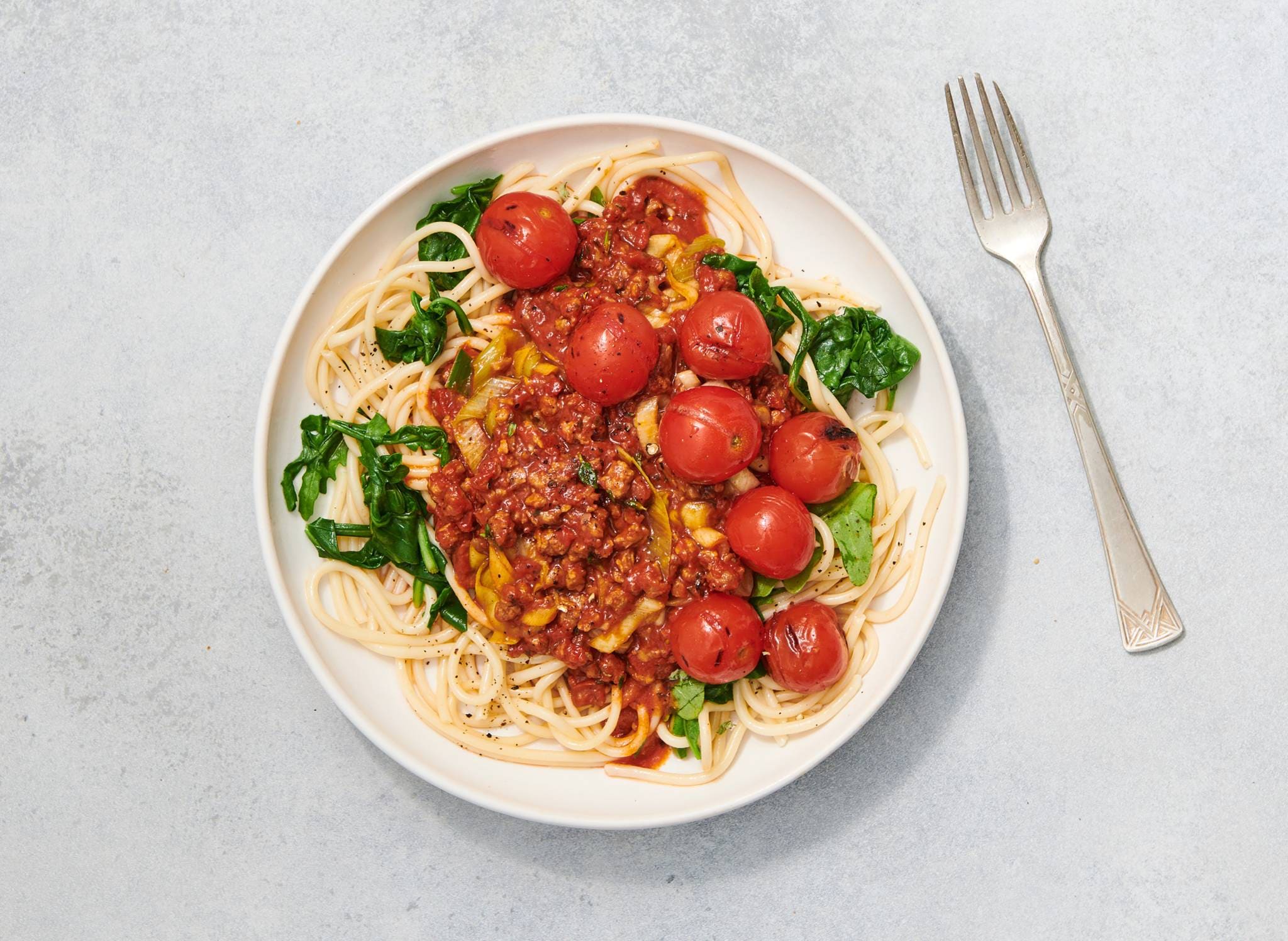 Spaghetti bolognese met vegetarisch rulstukjes-image