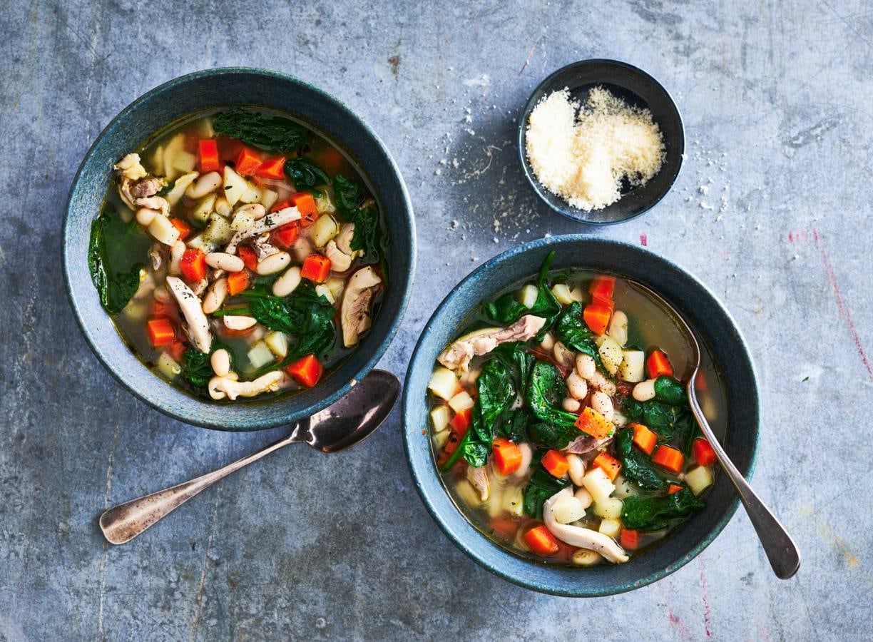 Herfstminestrone met cannellinibonen, pastinaak & malse kip