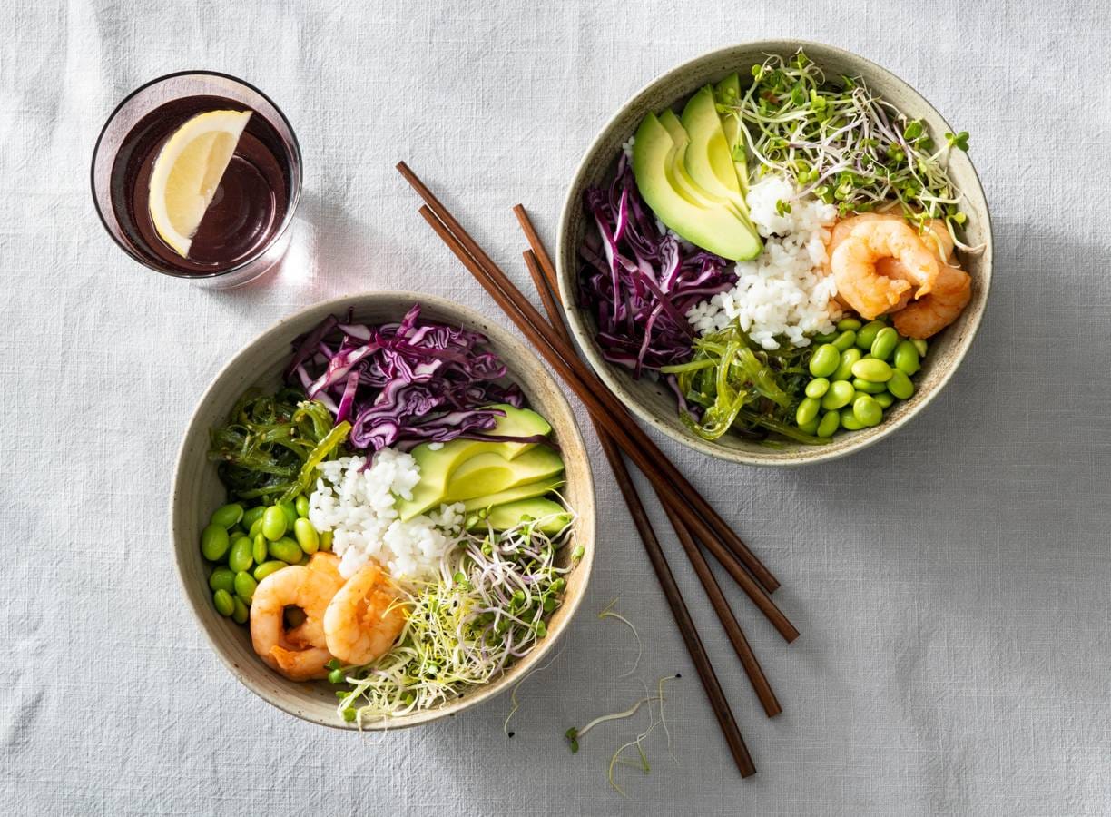 Pokébowl met garnalen