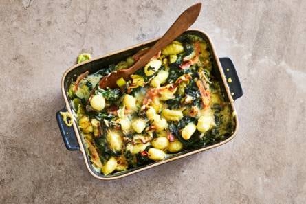 Gnocchi-ovenschotel met romige spinazie-kaassaus & kalkoen